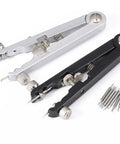 Six Piece Watch Repair Kit With Spring Bar Pliers And Pin Remover Pro Grade Watchmaker Tools in silver and black with pins