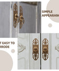 Vintage Brass Pull Handle 3cm by 12cm Cabinet Drawer Knob for Kitchen Wardrobe Door Furniture Replacement Hardware, Classic Retro Style, Easy Install Now shown on white cabinet doors with ornamental backing.