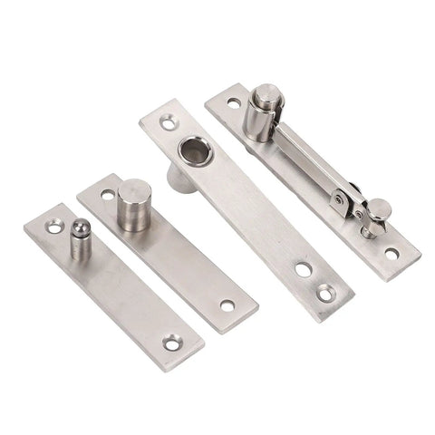 Stainless Steel Pivot Hinge With 360 Degree Rotation And 300 Lbs Load Bearing Concealed Door Hinge components displayed