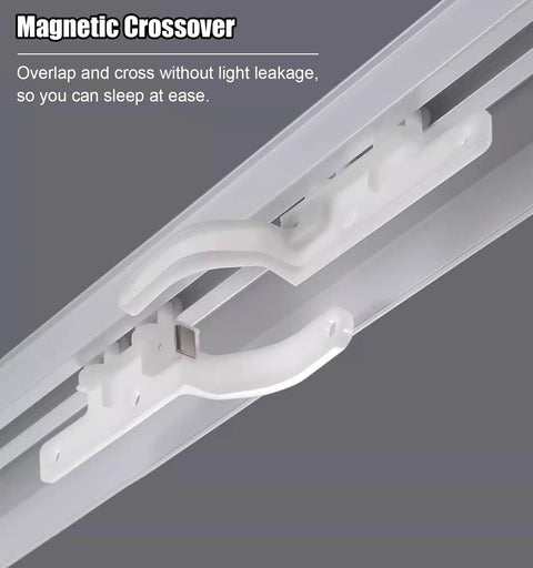 Magnetic crossover system for Two In One Sliding Barn Door Hardware Cuttable Quiet Ceiling Mount Rail For Bedroom.