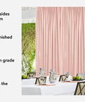 Light Green Polyester Backdrop Curtains Panels Two Pack 10 Feet By 8 Feet With Rod Pockets Wrinkle Resistant Ideal Wedding Ceremony And Party Decor For Home Windows displayed in an elegant dining setting.
