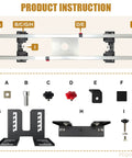 Product instruction diagram for No Bull 6061 Aluminum 50 Inch Router Sled For Flattening Massive Wood Slabs with labeled parts.