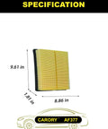 Engine Air Filter Compatible With Toyota RAV4 Camry Highlander Avalon GR Corolla Grand Highlander And Lexus ES NX RX 350 Models From 2018 Through 2025 OE 17801 25020 Replacement, featuring product dimensions.
