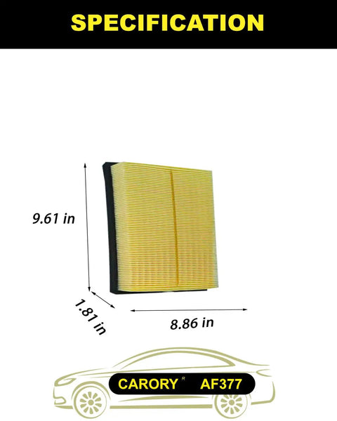 Engine Air Filter Compatible With Toyota RAV4 Camry Highlander Avalon GR Corolla Grand Highlander And Lexus ES NX RX 350 Models From 2018 Through 2025 OE 17801 25020 Replacement, featuring product dimensions.