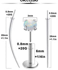 Titanium F136 Medical Grade 20G Threadless Flat Back Opal Stud Earrings Set For Women 6mm Bar With 3mm Gem Includes Taper Insertion Tools