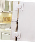 Close-up of fridge with Six Pack Easy Install Kid Safe Locks For Cabinets Drawers And Refrigerators White Durable Latches
