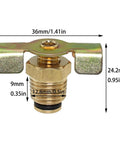 Two Pack One Quarter Inch NPT Brass Air Compressor Drain Valves Wing Type Plug Valve with dimensions labeled