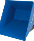 Heavy Duty Workhorse 3 Cubic Yard Self Dumping Forklift Hopper With Bump Release And 6000 Lb Capacity in blue angle view