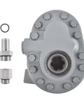Top view of 7.4 GPM Hydraulic PTO Pump 540 RPM 2500 PSI with 6 Teeth SAE 16 Inlet and SAE 12 Outlet, bolts and fittings visible