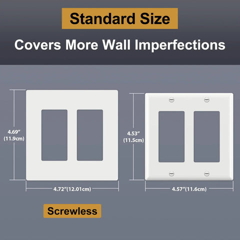 Pack Of Ten Matte White Screwless Two Gang Decor Wall Plates Modern Upgrade For Light Switches Dimmers Usb And Gfci Receptacles Snap On Outlet Covers