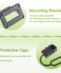 Mounting bracket and protective caps for 50 Amp Battery Quick Disconnect Connector Plug Kit With 8 AWG 30 Cm Cable O Ring Terminal Bracket