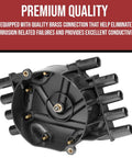 Distributor Cap and Rotor Kit For Mercruiser and Volvo Penta V8 Engines with flat top and brass contacts, front view