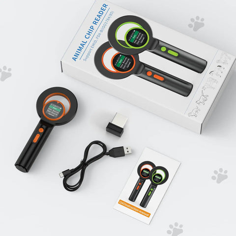 Pet Microchip Scanner With 1.44 Inch OLED Display Reads 134.2kHz And 125kHz Chips 15 Digit ID Bluetooth Data Sync History Delete No Fuss Upload All In One RFID Reader For Pets