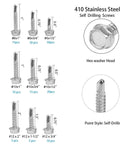 Self Drilling Hex Head Screws Set In 410 Stainless Steel Self Tapping Metal Screws Kit With 160 Piece Sheet Metal Assortment For 8 10 12 Size Options DIY Ready Rust Resistant And Easy To Use For Quick Projects display with various screw sizes and styles