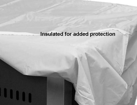 Close-up of Heavy Duty Waterproof Square Glass Tube Patio Heater Cover 92 Inch Black showing double insulated weather resistant shield.