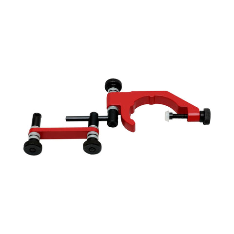 Universal Indicator Holder For Dial Test Indicator Built Tough In Lightweight Aluminum Alloy With One And Seven Eighths Inches Clamping Diameter, Red And Black