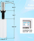 Dimensions of built in kitchen sink soap dispenser with 39 inch extension tube, 304 stainless steel pump, brushed nickel finish, 17 oz bottle