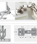 Big Angle Cabinet Door Hinges Set, 2 Pack Hidden Frameless Hinges With Fixing Screws, Adjustable 130 To 170 Degree, Copper Nickel Plated
