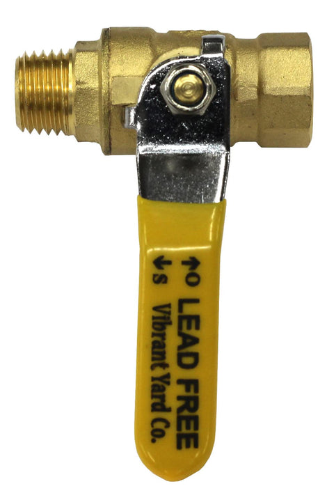 Lead Free Forged Brass Air Compressor Inline Ball Valve, Quarter Turn, One Quarter Inch MNPT To One Quarter Inch FNPT