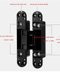 Adjustable Invisible Door Hinge For Wooden Doors Heavy Duty Hidden Cross Hinge showing installation adjustments and features.