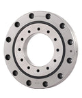 Front view of Beefed-Up Crossed Roller Bearing One Piece Small Slewing Bearing For Heavy-Duty Load And High-Speed Precision in silver