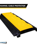 Beefy 3 Channel Cable Protector Ramp With 35 Inch Length Durable Rubber Wire Guard Black And Yellow 24000 Lbs Load Capacity