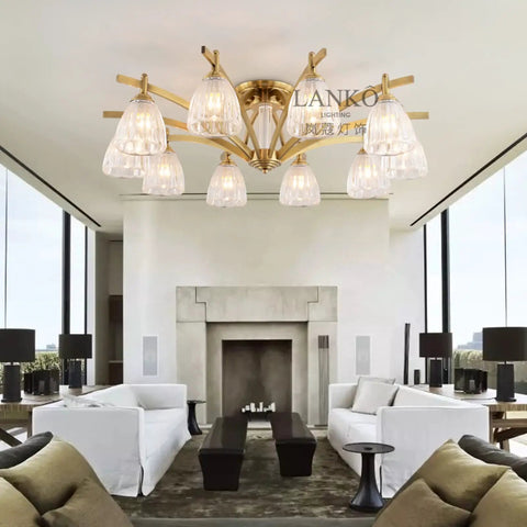 European Luxe Ceiling Chandelier That Slays Rooms With Modern Classic Charm And A Massive 87cm Diameter And Compact 32cm Height With Energy Saving Bulb Socket And Ridiculously Durable Build For Bedrooms Living Rooms Offices Hotel Level Elegance hanging in a stylish living room.