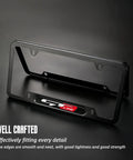 Tough As Nails Black Aluminum License Plate Frames and Covers Kit Built To Last for Picanto Rio K5 Sportage Stinger Soul Proceed GT Line with matte finish displayed on a plain background.
