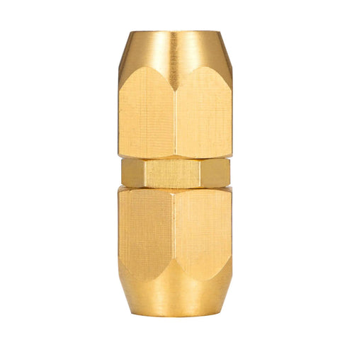 Solid Brass Air Hose Splicer Kit For One Quarter Inch ID Hose, Reusable Repair Fitting With Two Nuts, front view