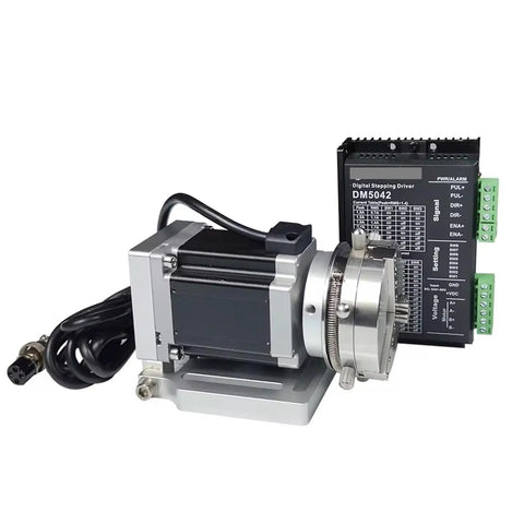 Heavy Duty 69 MM Rotary Attachment With Grip Tight Triple Chuck Jaw And Smooth Swivel Base For Marking Machines Solid Run No Fuss Hook Up next to digital stepping driver