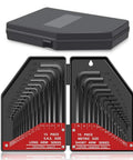 30 Piece Hex Key Set with Short and Long Arm SAE and Metric Allen Wrenches in open case for furniture assembly and more