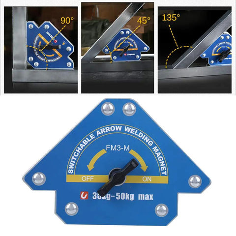 Super Durable Zohisin Welding Magnet With 30 To 50 Kilo Suction Power showing adjustable angles at 45, 90, and 135 degrees.