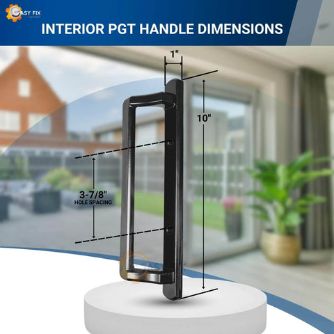10 Inch Interior Sliding Door Handle For Glass Patio Doors Replacement With 3-7/8 Inch Hole Spacing, modern black design