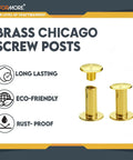 20 Pack Of Chicago Screw Posts With 10mm Brass Plated Finish Ideal For Scrapbooking Photo Album Binding And Leather Craft Repair with eco-friendly features.