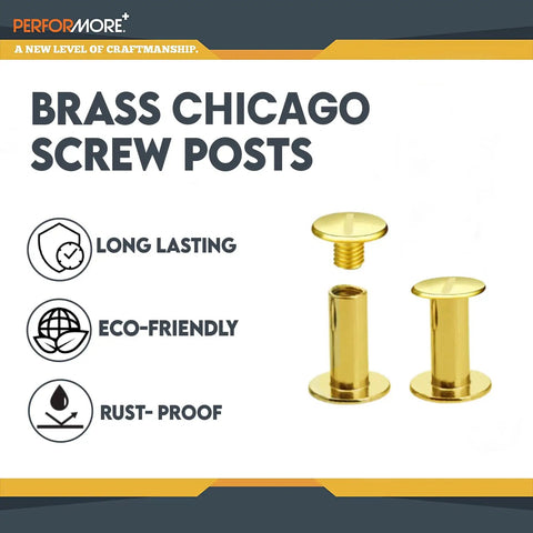 20 Pack Of Chicago Screw Posts With 10mm Brass Plated Finish Ideal For Scrapbooking Photo Album Binding And Leather Craft Repair with eco-friendly features.