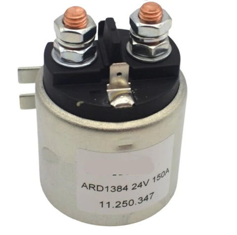 Heavy Duty Lift Pump Contactor 24V 150A Magnetic Relay for Excavators and Forklifts with copper terminals.