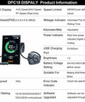 3.5 Inch E Bike Display DPC18 For BBS01 BBS02 BBSHD Mid Motor Pedal Assist with USB Indicator and Backlit LCD shown with specs.