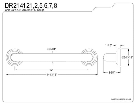 Milano 12 Inch Grab Bar With 1.25 Inch Diameter Gripping Surface Polished Brass Heavy Duty Solid Brass Construction ADA Compliant 12 Inch Center To Center Wall Clearance 1.5 Inches Includes Mounting Hardware Designer Trimscape