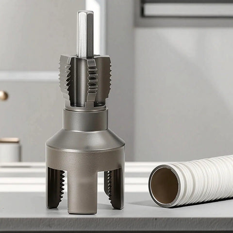 Pipe Threading Cutter Set With Hex Shank For Drill Attachment Taper Deburring Steel Precision For PVC And PPR Connections 1/2 NPT Compatible Heavy Duty Deburring Tool, steel cutter beside PVC pipe