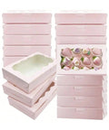 Stack of 20 Pcs Kraft Paper Gift Boxes With Window Rectangle Jewelry And Treat Boxes For Weddings Cakes Chocolates And Party Favors