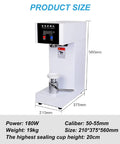 Commercial Electric Cup Sealer Machine For Glass And Plastic Cups Semi Automatic Heat Sealing System with size and specifications.