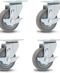 Heavy Duty Swivel Casters With Side Brake, Smooth Rolling TPR Wheels That Glide Like Butter, Floor Safe For Hardwood, Pack Of 4 three inch units