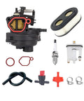 Carburetor Kit Replacement For Troy-Bilt TB110 TB200 163cc Engines, 11-Piece Set, with filter, spark plug, hoses, clamps visible