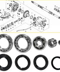 Honda Rear Differential Bearings Seals Kit For FourTrax 300 TRX300 TRX300FW 1988-2000 with bearings, seals, O-rings, diagram