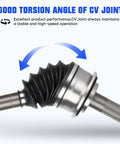 Built Tough Front CV Axle Shaft Kit With Rubber Boots And Steel Clamps For GMC Acadia Chevy Traverse Buick Enclave Saturn Outlook 2007 To 2017 showing torsion angle of CV joint.