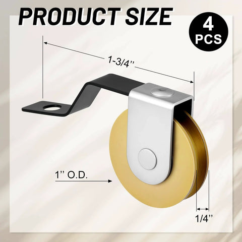 No-Fuss 4 Pack 1-Inch Steel Sliding Screen Door Rollers With Tension Springs, product size dimensions shown