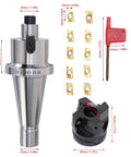 Essential CNC Milling Gear Kit Featuring NT40 FMB22 High Speed Face End Mill Holder With Indexable Cutter And Ten Pieces Of APMT1604 Carbide Inserts For Precision Machining And Horizontal Boring Operations, including NT40 holder and carbide inserts.