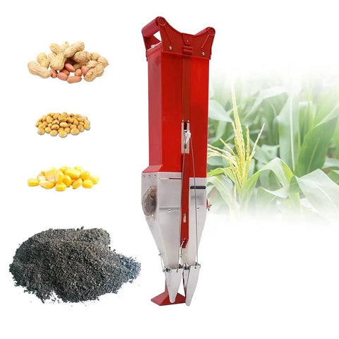 Handheld Seed Planter And Fertilizer Spreader For Home Garden Adjustable Seed Rate And Depth No Bending Seeding Tool with seeds