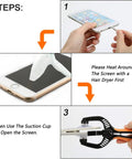 Step-by-step guide using Screen Opening Tool Set 2 Piece Pliers And Suction Cup Screen Repair Kit for phones and tablets.