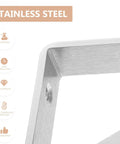 Close-up of 2 Pack Heavy Duty L Shaped Shelf Brackets Wall Mounts with thick diagonal brace stainless steel silver finish for wood shelves